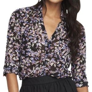 Express Floral Portofino Shirt in Black Floral